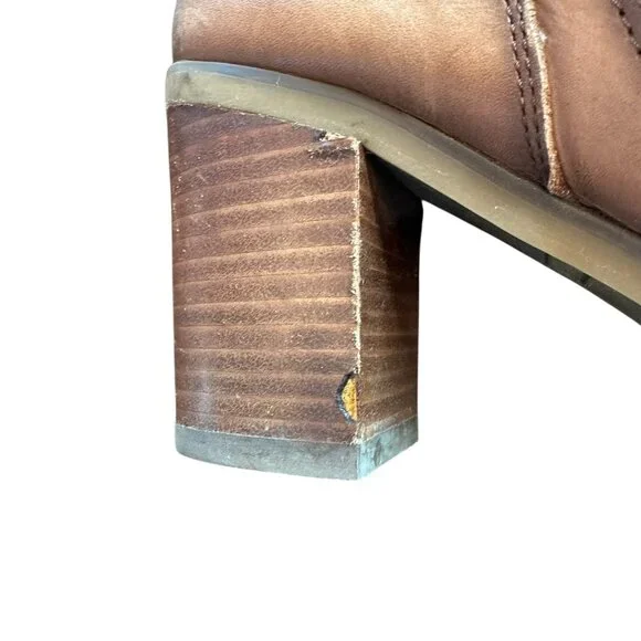 Pikolinos Leather Ankle Boots Cognac Brown Block Heel Zip Strap Detail Size 39 - Picture 12 of 12